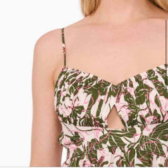 New Parker Floral Print Peplum Cami Top Keyhole Cut Out Tropical Sz 0 - Picture 3 of 14